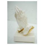 Vintage Atlantic Mold Iridescent Praying Hands Sculpture 10" tall