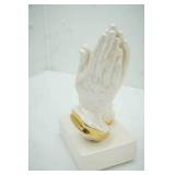 Vintage Atlantic Mold Iridescent Praying Hands Sculpture 10" tall