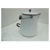 Enamel Coffee Pot and Lid 10" tall (very good condition)
