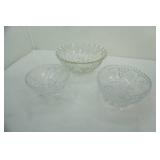 Pressed & Cut Glass/Crystal Rose Bowls (3ct) 2 are footed