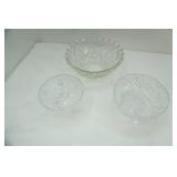 Pressed & Cut Glass/Crystal Rose Bowls (3ct) 2 are footed