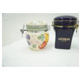 4 ceramic canisters, 1 stoneware canister