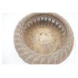 Vintage Round Wicker Basket; vintage nutcracker bowl set-