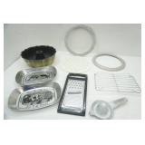 Bundt Pan, Cooling Rack, Give Us Our Daily Bread Tin Dish, vintage juicer, grater