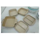 Vintage Enamel Nesting/Mixing Bowls (1 lid) and Divided Littonware Food Containers