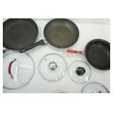 3ct Frying Pans, various lids