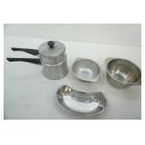 Vintage Double Boiler and Stainless Steel Mixing Bowls