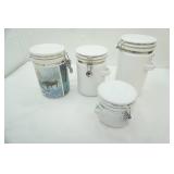 4ct white ceramic canisters