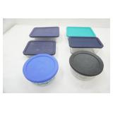 (5ct) pyrex & Anchor Hocking glass food storage containers w/lids