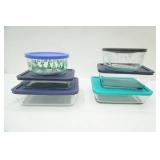 (5ct) pyrex & Anchor Hocking glass food storage containers w/lids