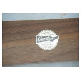 Vintage Glasbake Oval Meat Serving Platter w/Walnut Warming Stand