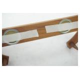 Vintage Glasbake Oval Meat Serving Platter w/Walnut Warming Stand