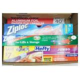 Kitchen Supplies: potion cups, aluminum foil, ziplock bags, hefty bags