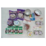 Vintage Aluminum Muffin Tins (reusable), variety of paper baking cups, heart picks