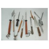 Kitchen Knives, Grilling Utensils, Knife Sharpener, Tongs, stainless ice scoop