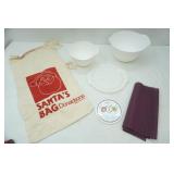 IKEA Mixing Bowls, Tupperware Jel-N-Serve Tray, Purple Shelf Liner, Scandinavian Tile