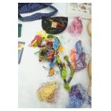 Cross Stitch & Needlepoint Hoops, thread, needles, 2 canvas bags