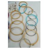Cross Stitch & Needlepoint Hoops, thread, needles, 2 canvas bags
