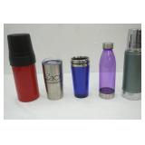 Vintage Aladdin Stanley Thermos, Thermos Thermos, 2 travel mugs, and 1 water bottle