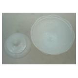 Vintage Indiana Glass milk glass covered compote "Harvest Grape" 11" tall