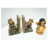 Scarecrow bookends, autumn angel figurine, vintage ceramic planters, ceramic serving tray