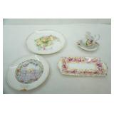 Vintage Rose China Plates, vintage mini porcelain/ceramic floral dish and pitcher