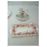 Vintage Rose China Plates, vintage mini porcelain/ceramic floral dish and pitcher