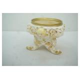 Vintage 1951 Italian-Style pedestal planter 6" tall by 5" diameter. Gold Accents