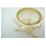 Vintage 1951 Italian-Style pedestal planter 6" tall by 5" diameter. Gold Accents