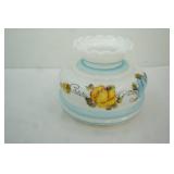 Vintage Hand-Painted Hurricane lamp milk glass shade