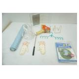 Vintage Poly Oven Mitt Wall Hangs, packing Tape Dispenser, glass anniversary photo frame and more