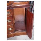 Vintage 1950s Bassett Mahogany bow-front China Cabinet 68"tall