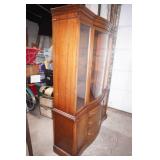 Vintage 1950s Bassett Mahogany bow-front China Cabinet 68"tall