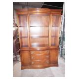Vintage 1950s Bassett Mahogany bow-front China Cabinet 68"tall