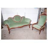 Antique Victorian Parlor Set. Settee and matching armchair
