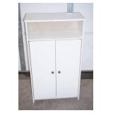 white pressed wood cabinet 19.5"Wx9.5"Wx34"D