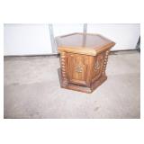 vintage hexagon wooden side table 24"x21"