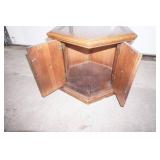 vintage hexagon wooden side table 24"x21"