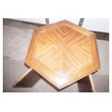 vintage hexagon wooden side table 24"x21"