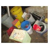 Pile of 5-gallon buckets, metal and...