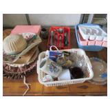 Vintage glassware, silverware trays...