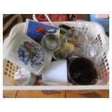 Vintage glassware, silverware trays...