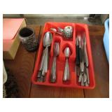 Vintage glassware, silverware trays...