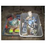Totes of painting supplies, sand pa...