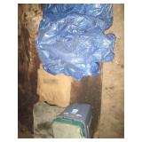 Totes of assorted size tarps, drop ...