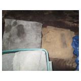 Totes of assorted size tarps, drop ...