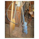 Vintage wood boat rowing oars and m...