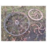 Trio of Antique Cast Iron wagon or ...