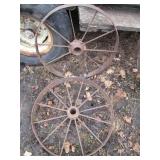 Pair of Antique metal wagon impleme...