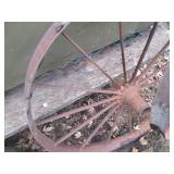 Pair of Antique metal wagon impleme...